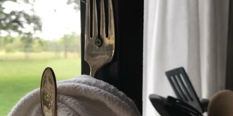towel holder from a fork