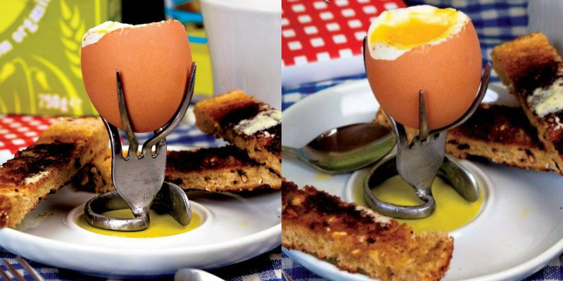 egg cup stand from a fork