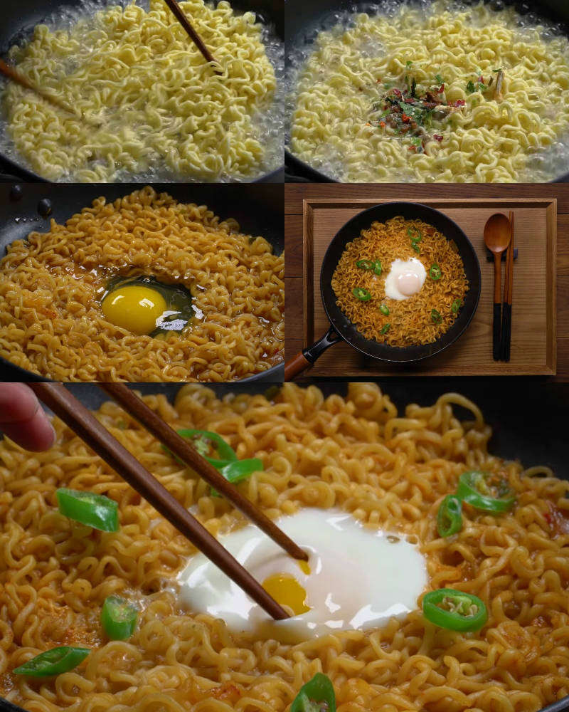 ramen in a skilet