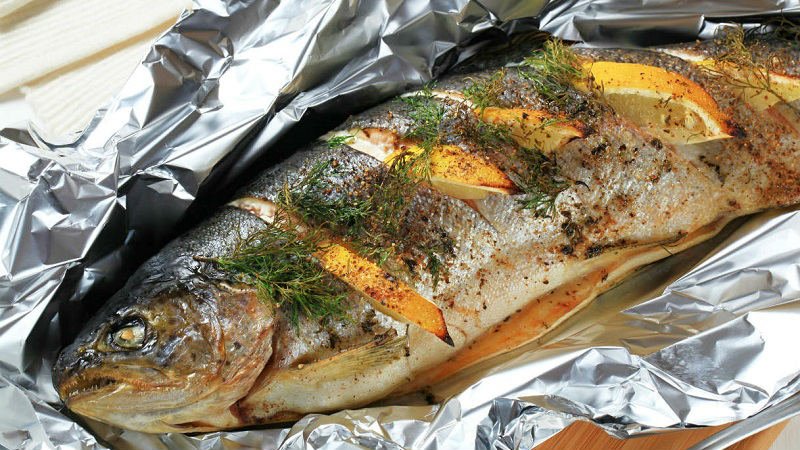 fish in aluminum foil