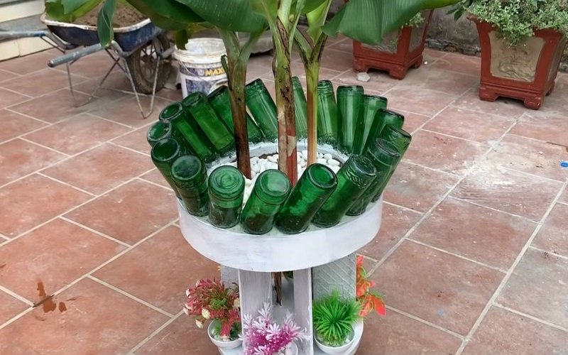 glass bottles planter