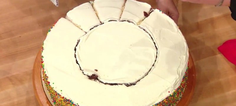 cutting a round cake into even pieces