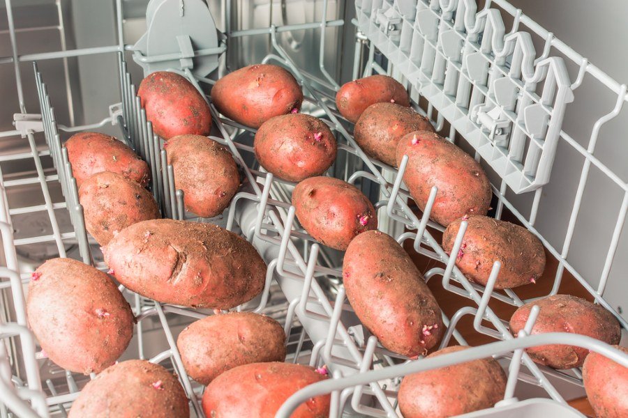 potatoes in dishwasher