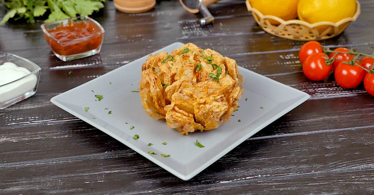 lotus-shaped onion appetizer