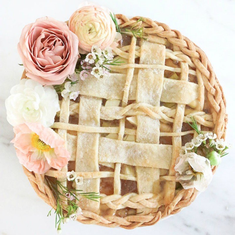 pie with decorative flowers