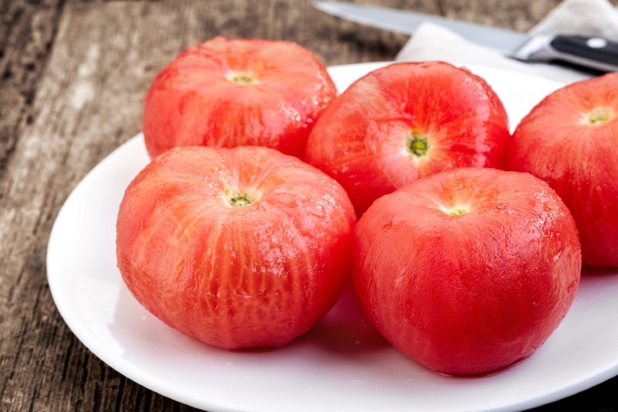 blanched tomatoes