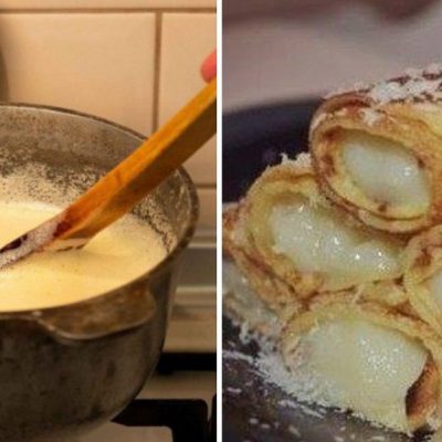 crepes with creme anglaise