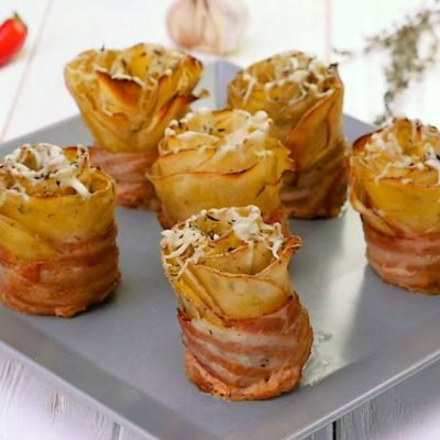crispy potato roses with bacon