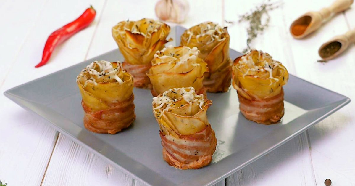 Crispy Potato Roses With Bacon