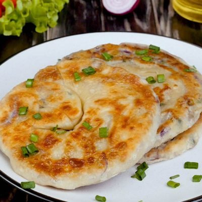 parotta with onion and herbs