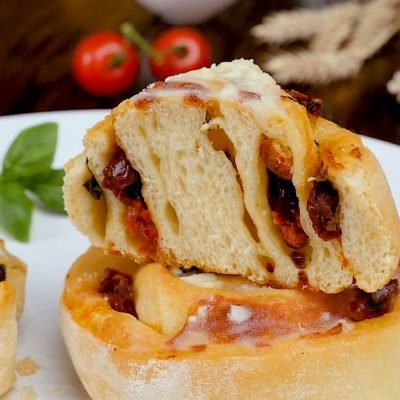 pizza rolls with basil