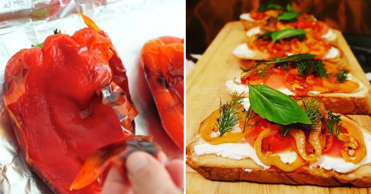 Roasted Bell Pepper Bruschetta